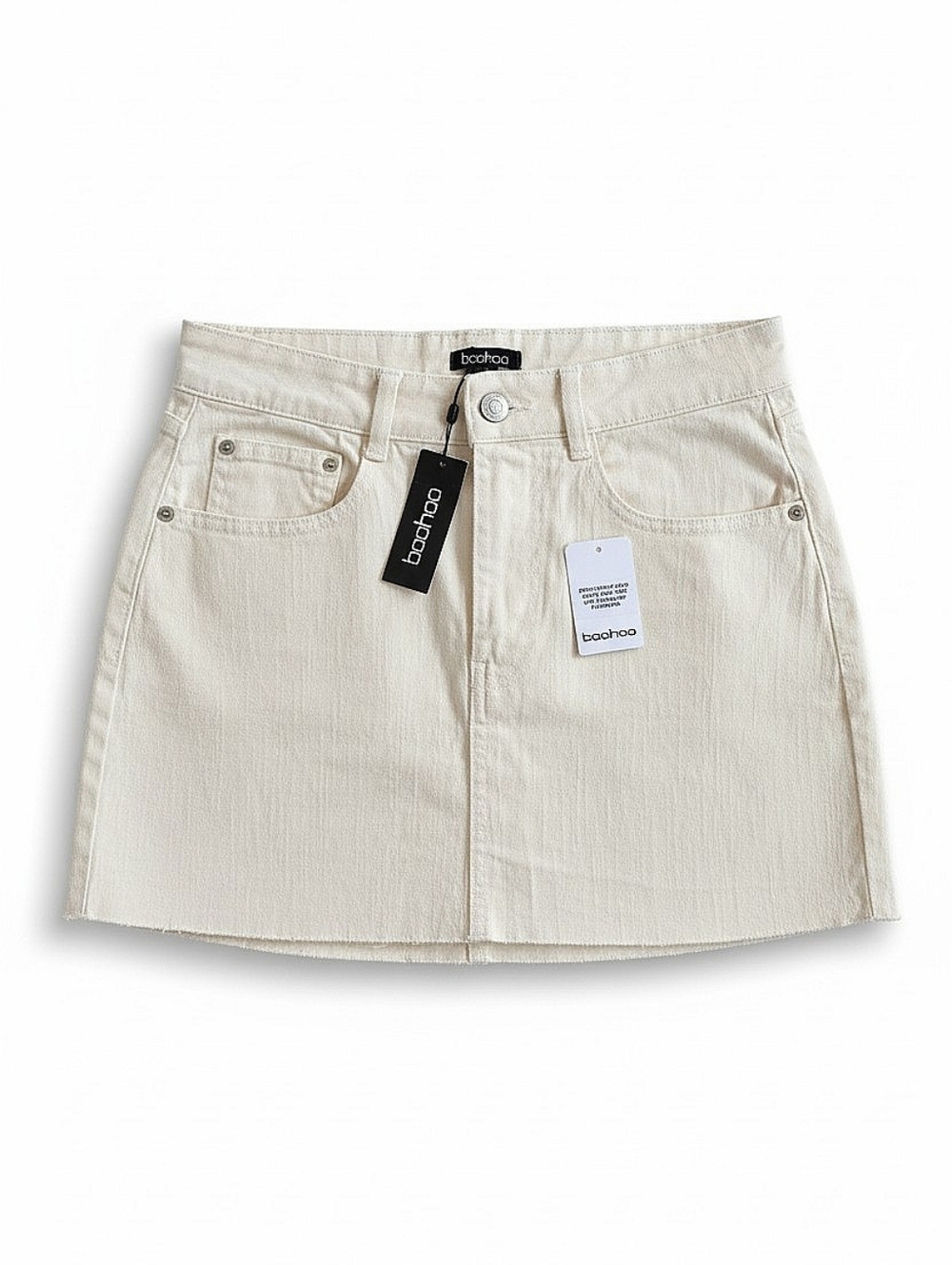 NWT! boohoo Cream Denim Mini Skirt